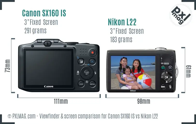 Canon SX160 IS vs Nikon L22 Screen and Viewfinder comparison Canon SX160 IS vs Nikon L22 Screen and Viewfinder comparison