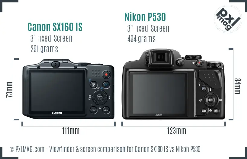Canon SX160 IS vs Nikon P530 Screen and Viewfinder comparison Canon SX160 IS vs Nikon P530 Screen and Viewfinder comparison