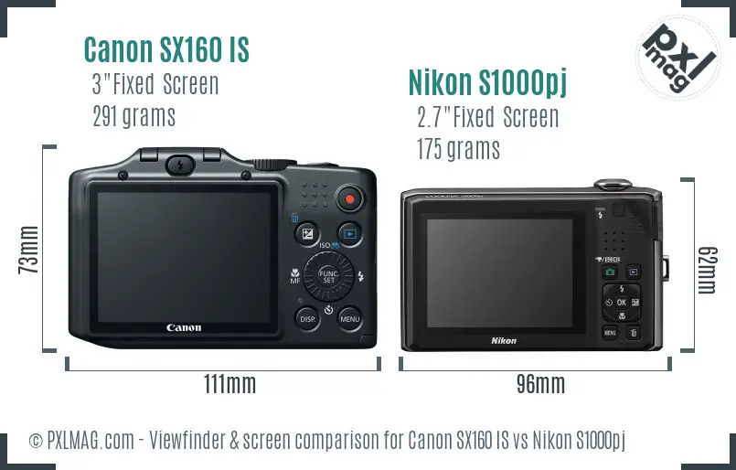 Canon SX160 IS vs Nikon S1000pj Screen and Viewfinder comparison Canon SX160 IS vs Nikon S1000pj Screen and Viewfinder comparison