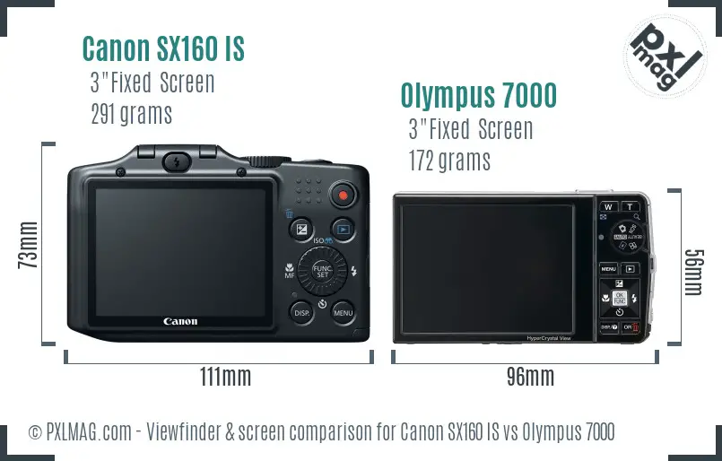 Canon SX160 IS vs Olympus 7000 Screen and Viewfinder comparison Canon SX160 IS vs Olympus 7000 Screen and Viewfinder comparison