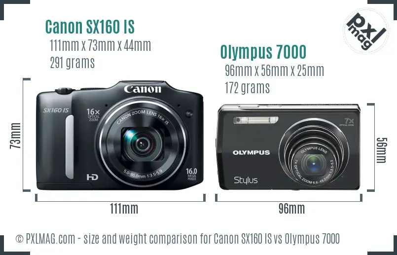 Canon SX160 IS vs Olympus 7000 size comparison Canon SX160 IS vs Olympus 7000 size comparison