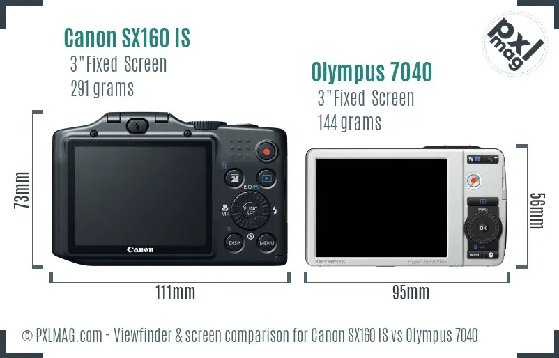 Canon SX160 IS vs Olympus 7040 Screen and Viewfinder comparison Canon SX160 IS vs Olympus 7040 Screen and Viewfinder comparison