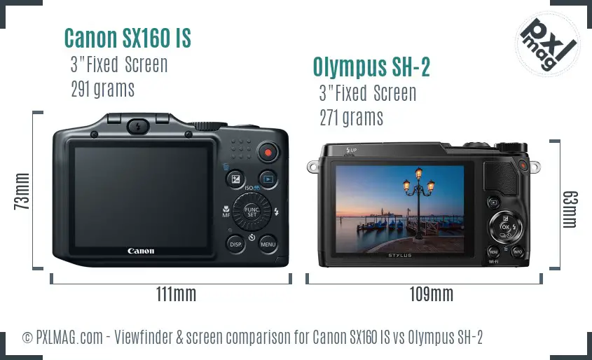 Canon SX160 IS vs Olympus SH-2 Screen and Viewfinder comparison