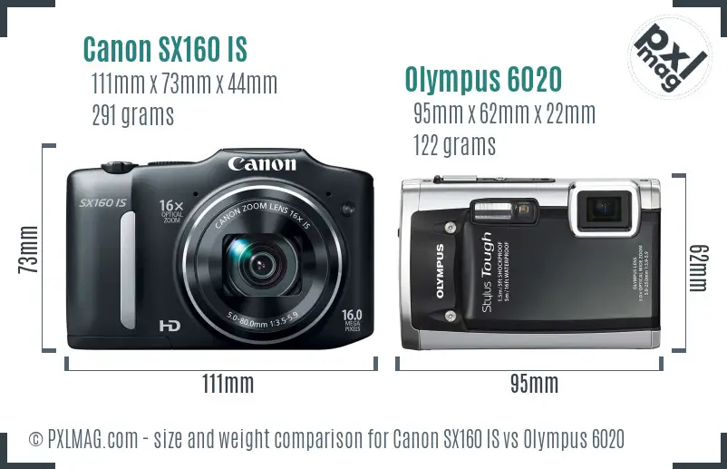 Canon SX160 IS vs Olympus 6020 size comparison Canon SX160 IS vs Olympus 6020 size comparison