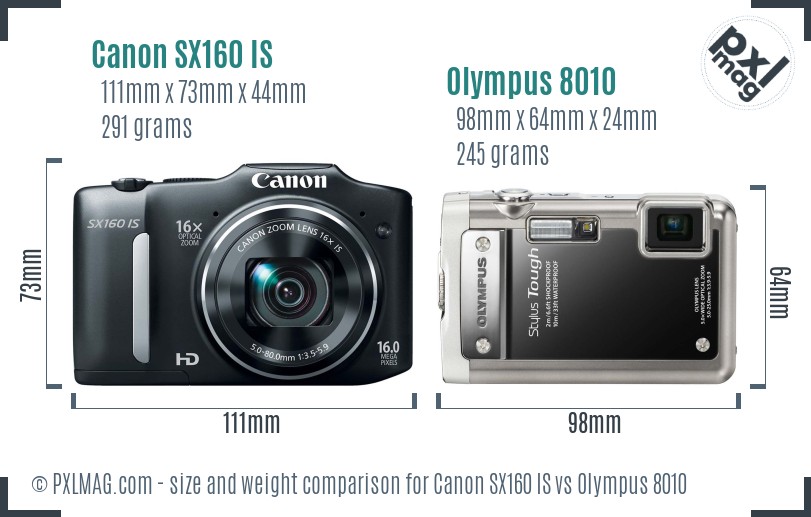 Canon SX160 IS vs Olympus 8010 size comparison Canon SX160 IS vs Olympus 8010 size comparison