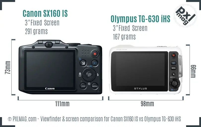 Canon SX160 IS vs Olympus TG-630 iHS Screen and Viewfinder comparison Canon SX160 IS vs Olympus TG-630 iHS Screen and Viewfinder comparison