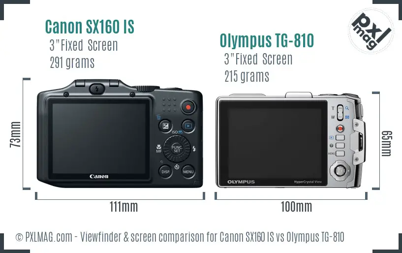 Canon SX160 IS vs Olympus TG-810 Screen and Viewfinder comparison Canon SX160 IS vs Olympus TG-810 Screen and Viewfinder comparison