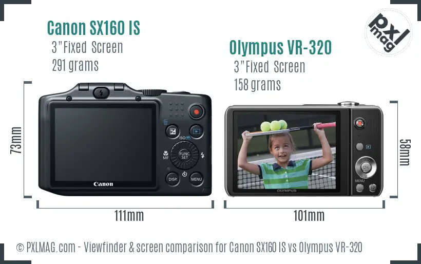 Canon SX160 IS vs Olympus VR-320 Screen and Viewfinder comparison