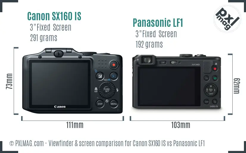 Canon SX160 IS vs Panasonic LF1 Screen and Viewfinder comparison Canon SX160 IS vs Panasonic LF1 Screen and Viewfinder comparison