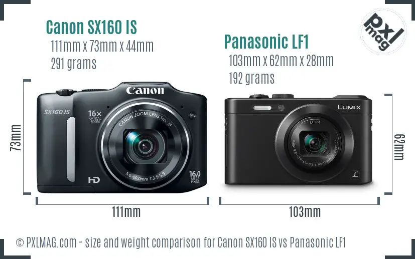 Canon SX160 IS vs Panasonic LF1 size comparison Canon SX160 IS vs Panasonic LF1 size comparison