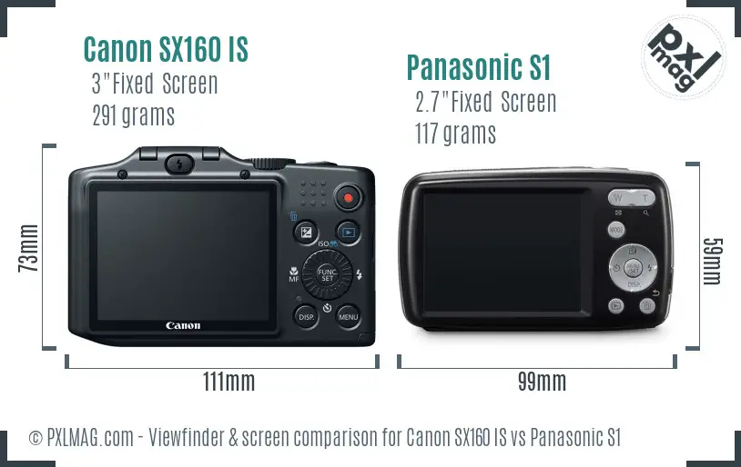 Canon SX160 IS vs Panasonic S1 Screen and Viewfinder comparison