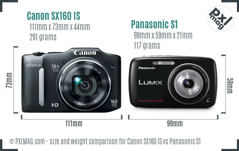 Canon SX160 IS vs Panasonic S1 size comparison