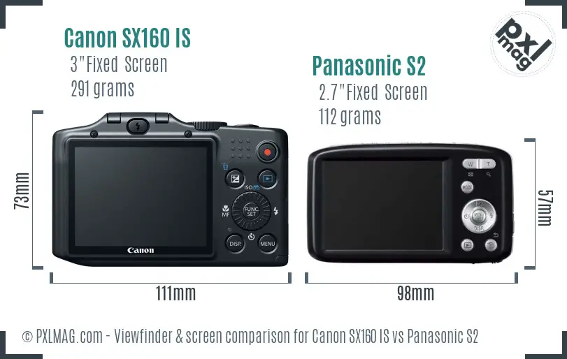 Canon SX160 IS vs Panasonic S2 Screen and Viewfinder comparison Canon SX160 IS vs Panasonic S2 Screen and Viewfinder comparison