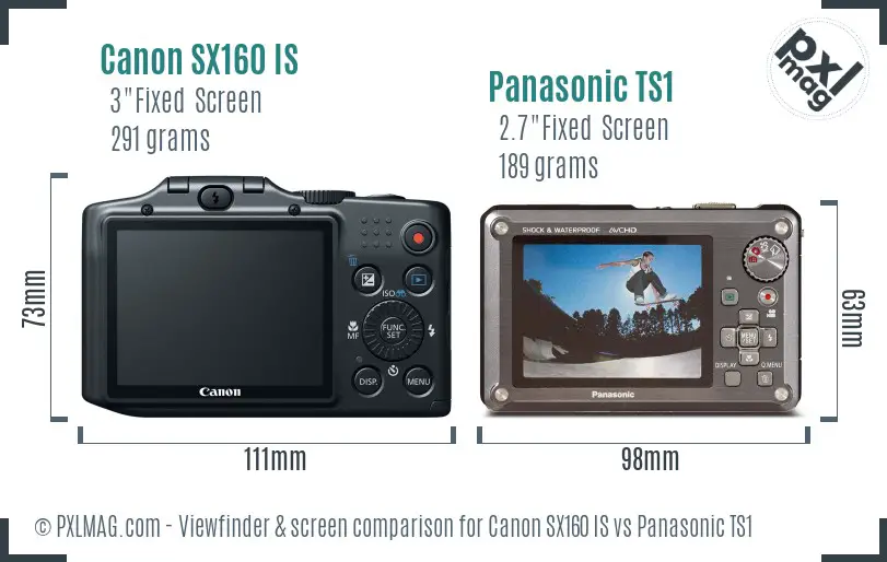 Canon SX160 IS and Panasonic TS1 back screen and interface comparison