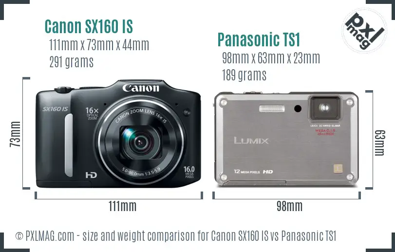 Canon SX160 IS (left) and Panasonic TS1 (right)  -  Physical size and ergonomics comparison