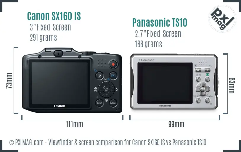 Canon SX160 IS vs Panasonic TS10 Screen and Viewfinder comparison Canon SX160 IS vs Panasonic TS10 Screen and Viewfinder comparison
