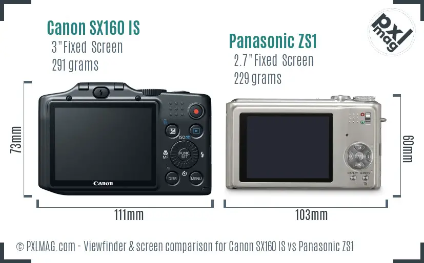 Canon SX160 IS vs Panasonic ZS1 Screen and Viewfinder comparison Canon SX160 IS vs Panasonic ZS1 Screen and Viewfinder comparison