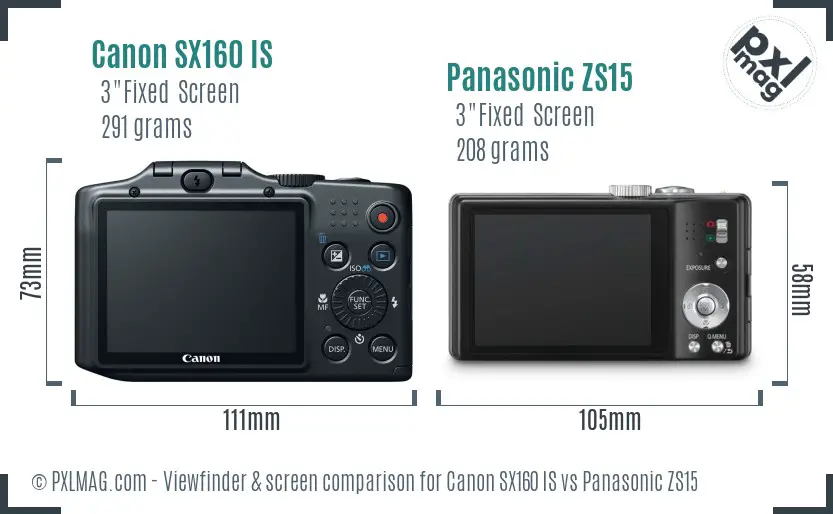 Canon SX160 IS vs Panasonic ZS15 Screen and Viewfinder comparison Canon SX160 IS vs Panasonic ZS15 Screen and Viewfinder comparison