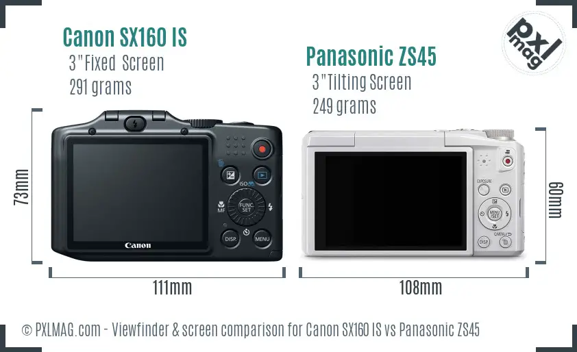 Canon SX160 IS vs Panasonic ZS45 Screen and Viewfinder comparison Canon SX160 IS vs Panasonic ZS45 Screen and Viewfinder comparison