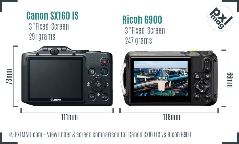 Canon SX160 IS vs Ricoh G900 Screen and Viewfinder comparison Canon SX160 IS vs Ricoh G900 Screen and Viewfinder comparison