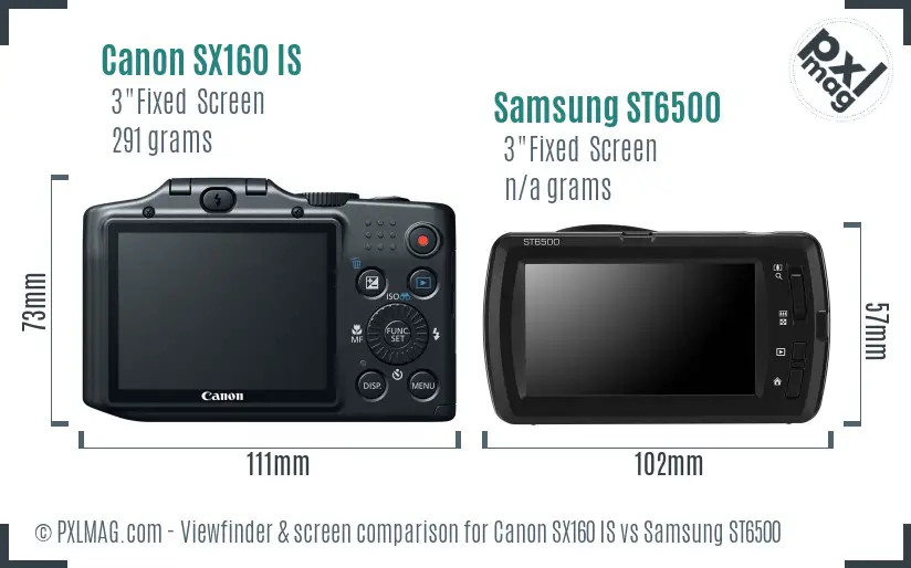 Canon SX160 IS vs Samsung ST6500 Screen and Viewfinder comparison Canon SX160 IS vs Samsung ST6500 Screen and Viewfinder comparison