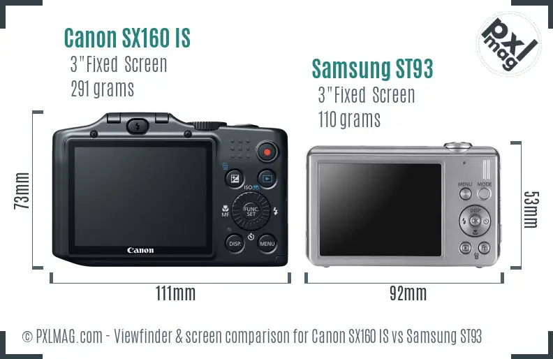 Canon SX160 IS vs Samsung ST93 Screen and Viewfinder comparison Canon SX160 IS vs Samsung ST93 Screen and Viewfinder comparison