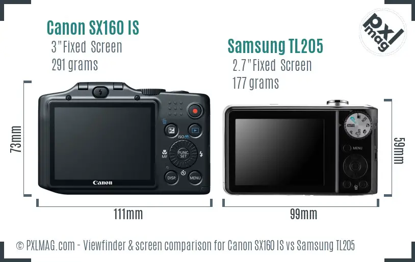 Canon SX160 IS vs Samsung TL205 Screen and Viewfinder comparison Canon SX160 IS vs Samsung TL205 Screen and Viewfinder comparison