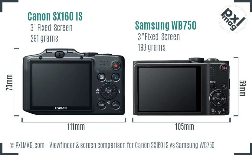 Canon SX160 IS vs Samsung WB750 Screen and Viewfinder comparison Canon SX160 IS vs Samsung WB750 Screen and Viewfinder comparison
