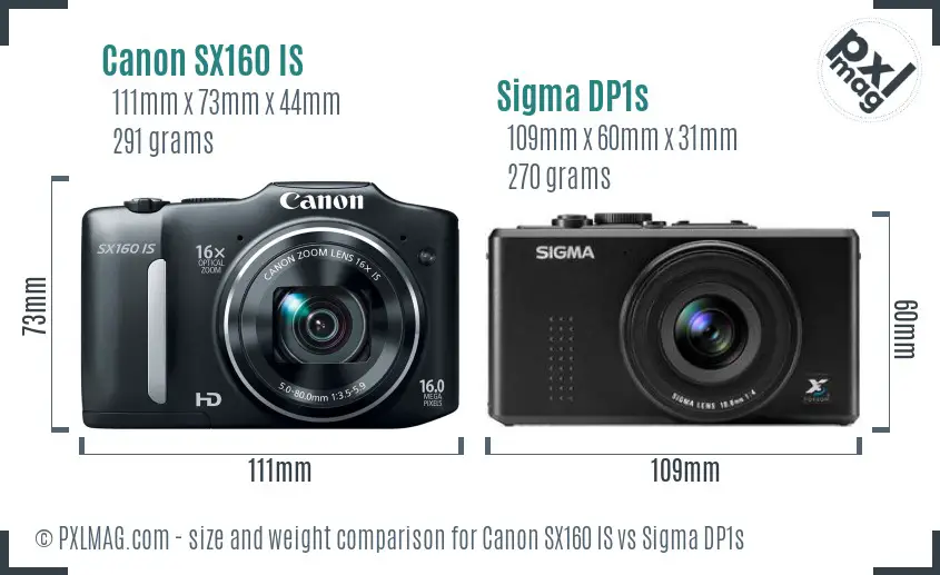 Canon SX160 IS vs Sigma DP1s size comparison