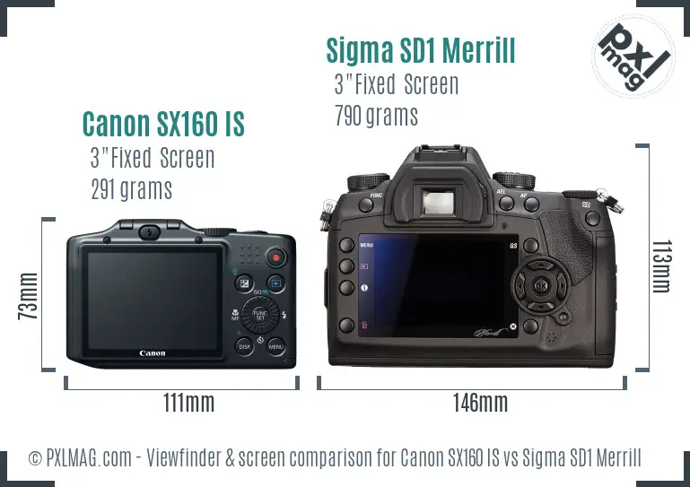 Canon SX160 IS vs Sigma SD1 Merrill Screen and Viewfinder comparison Canon SX160 IS vs Sigma SD1 Merrill Screen and Viewfinder comparison