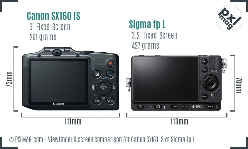 Canon SX160 IS vs Sigma fp L Screen and Viewfinder comparison