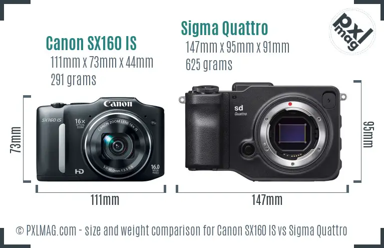 Canon SX160 IS vs Sigma Quattro size comparison Canon SX160 IS vs Sigma Quattro size comparison