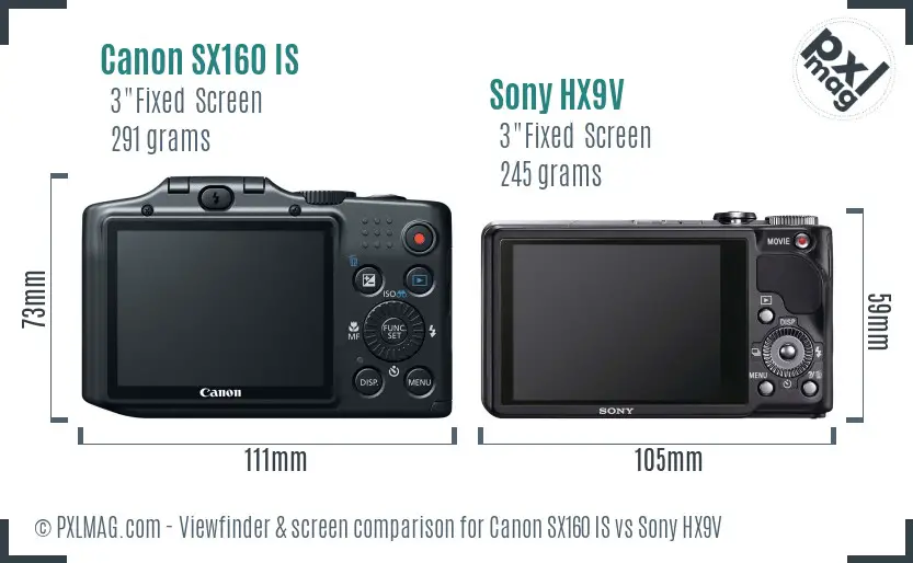 Canon SX160 IS vs Sony HX9V Screen and Viewfinder comparison Canon SX160 IS vs Sony HX9V Screen and Viewfinder comparison