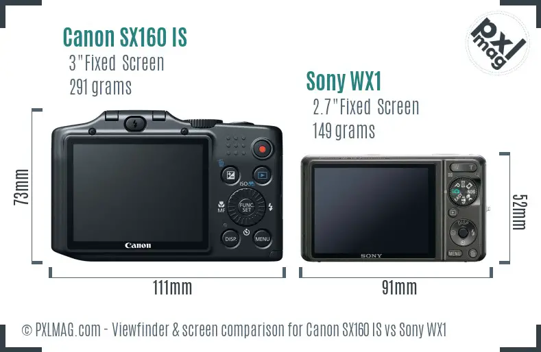 Canon SX160 IS vs Sony WX1 Screen and Viewfinder comparison Canon SX160 IS vs Sony WX1 Screen and Viewfinder comparison