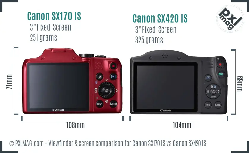 Canon SX170 IS vs Canon SX420 IS Screen and Viewfinder comparison