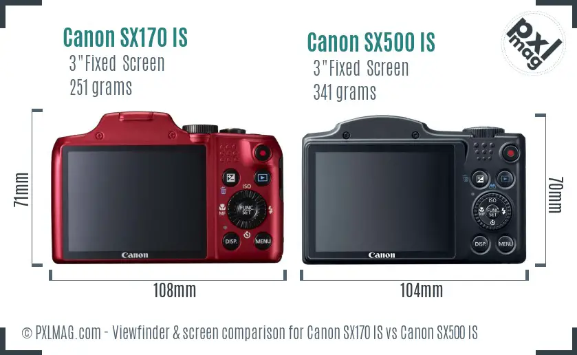 Canon SX170 IS vs Canon SX500 IS Screen and Viewfinder comparison