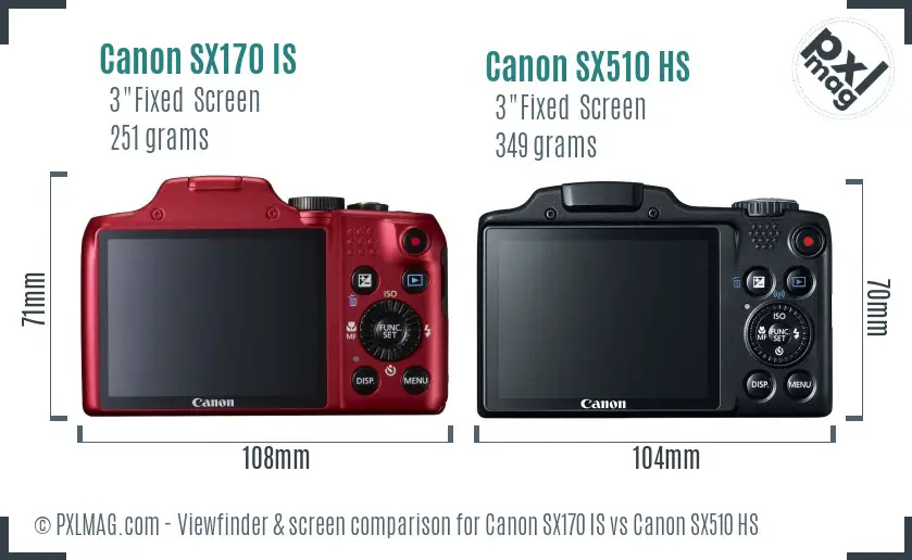 Canon SX170 IS vs Canon SX510 HS Screen and Viewfinder comparison