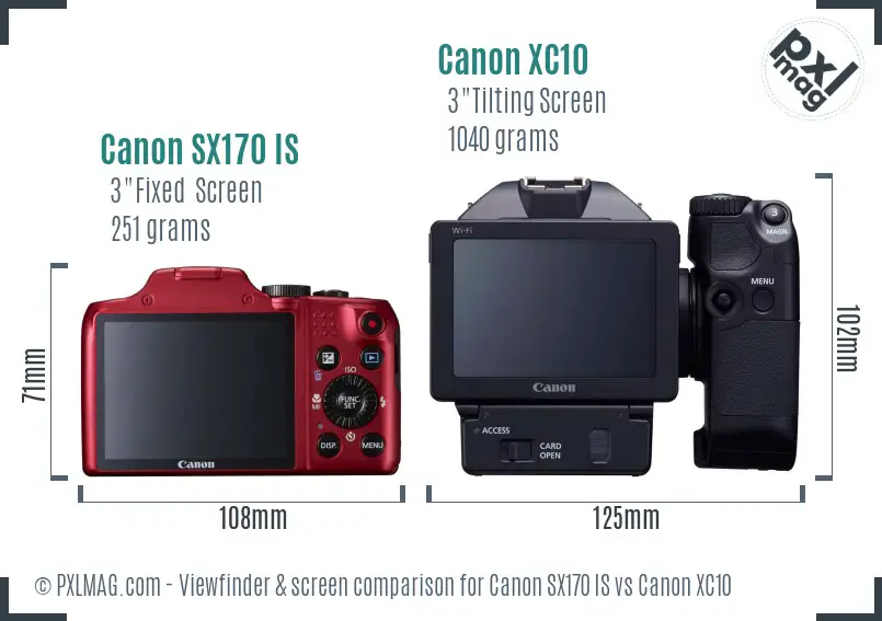 Canon SX170 IS vs Canon XC10 Screen and Viewfinder comparison