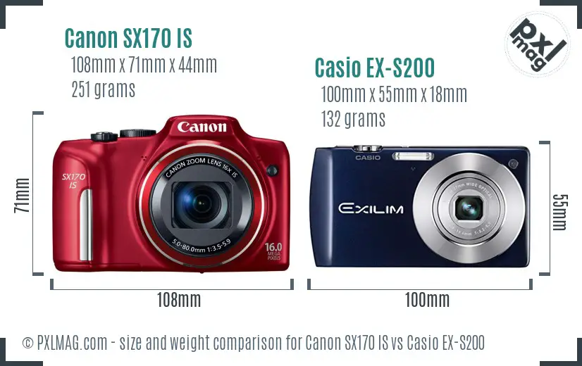 Canon SX170 IS vs Casio EX-S200 size comparison
