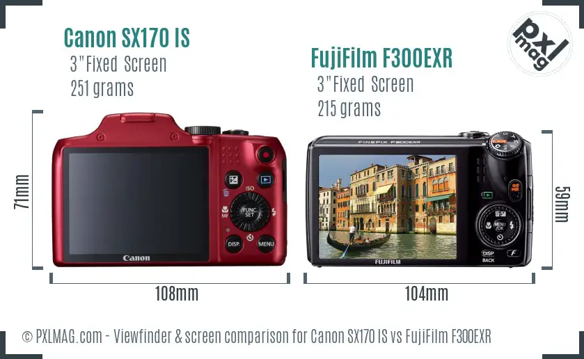 Canon SX170 IS vs FujiFilm F300EXR Screen and Viewfinder comparison Canon SX170 IS vs FujiFilm F300EXR Screen and Viewfinder comparison