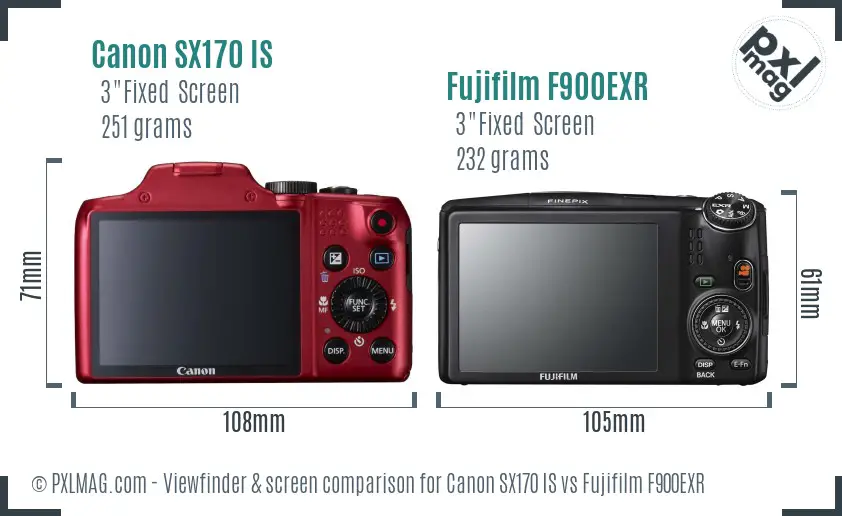 Canon SX170 IS vs Fujifilm F900EXR Screen and Viewfinder comparison