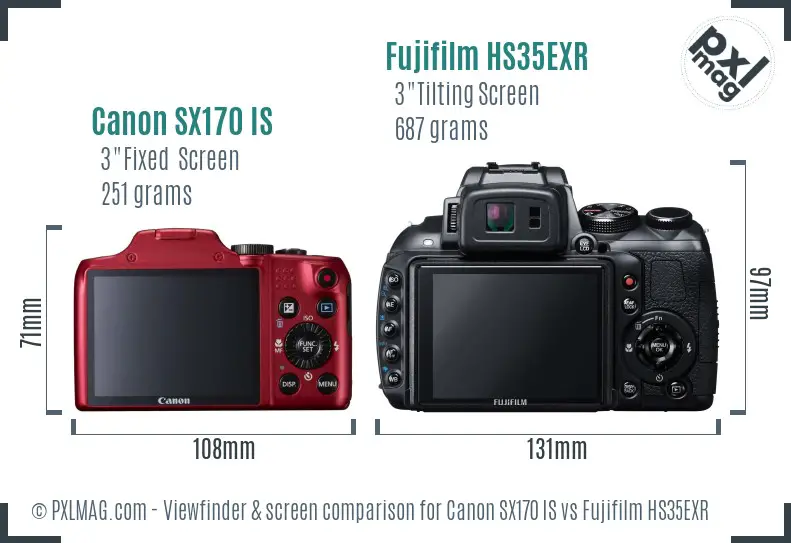 Canon SX170 IS vs Fujifilm HS35EXR Screen and Viewfinder comparison