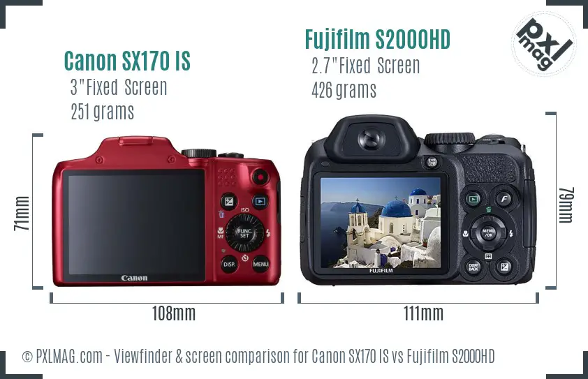 Canon SX170 IS vs Fujifilm S2000HD Screen and Viewfinder comparison