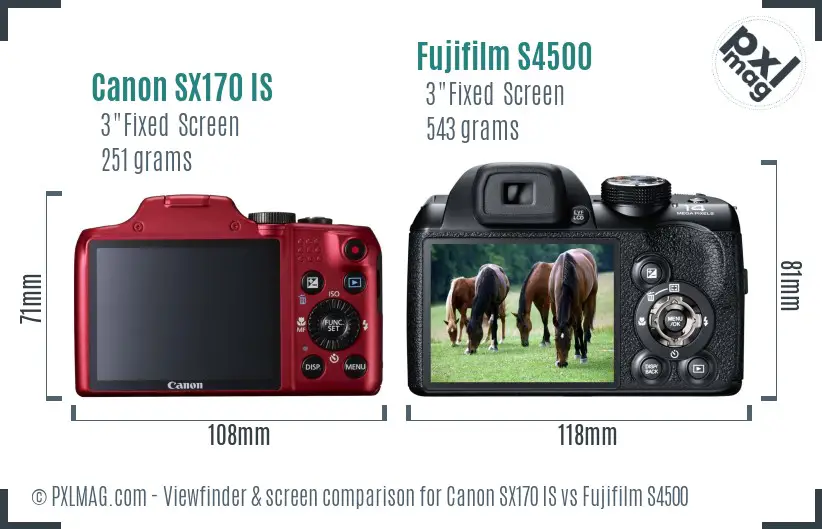 Canon SX170 IS vs Fujifilm S4500 Screen and Viewfinder comparison