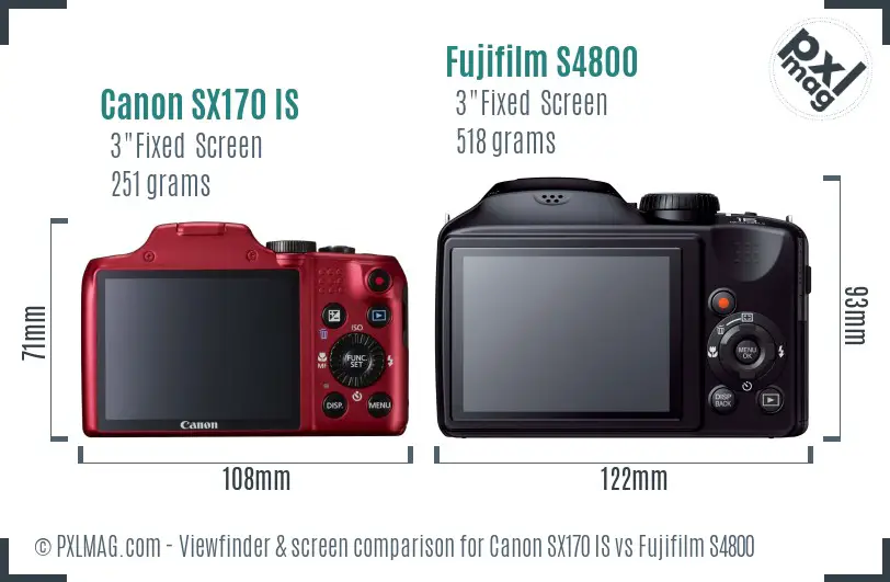 Canon SX170 IS vs Fujifilm S4800 Screen and Viewfinder comparison Canon SX170 IS vs Fujifilm S4800 Screen and Viewfinder comparison