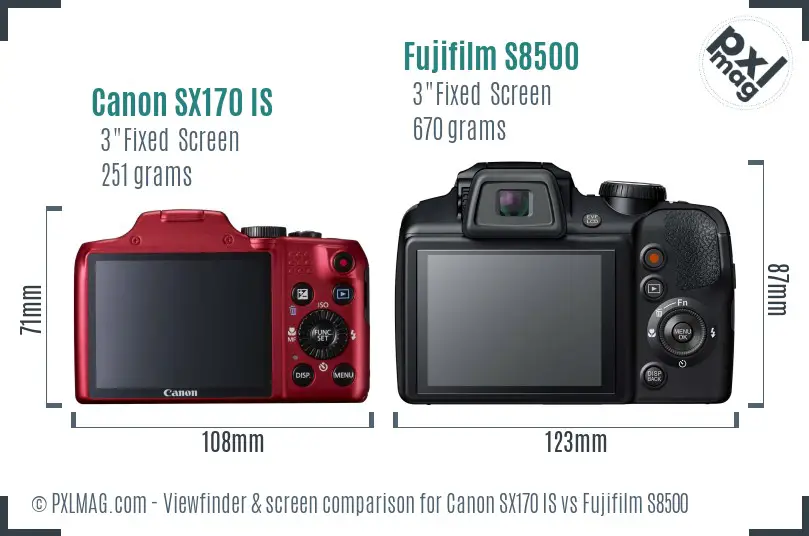 Canon SX170 IS vs Fujifilm S8500 Screen and Viewfinder comparison