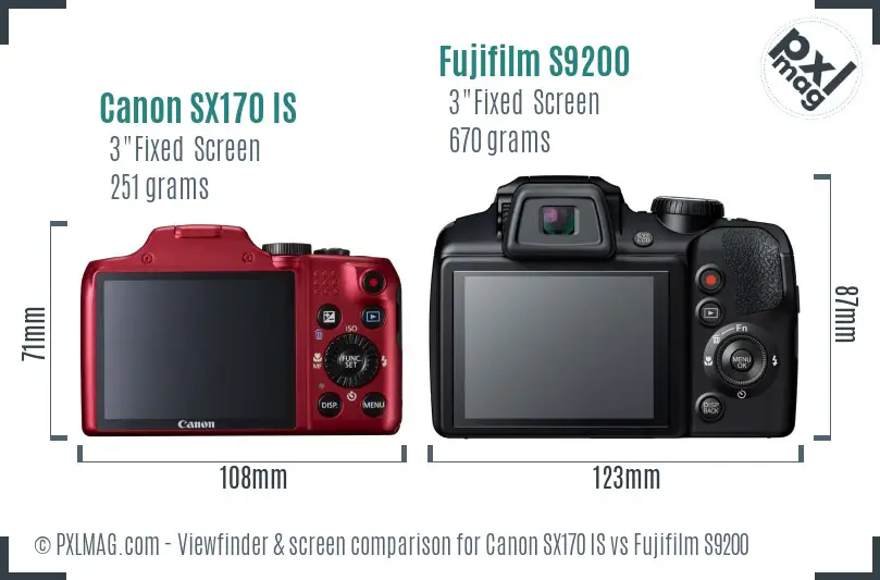 Canon SX170 IS vs Fujifilm S9200 Screen and Viewfinder comparison
