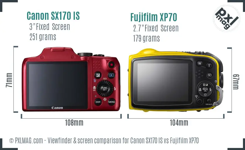 Canon SX170 IS vs Fujifilm XP70 Screen and Viewfinder comparison