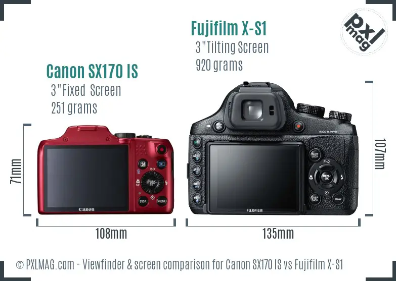 Canon SX170 IS vs Fujifilm X-S1 Screen and Viewfinder comparison