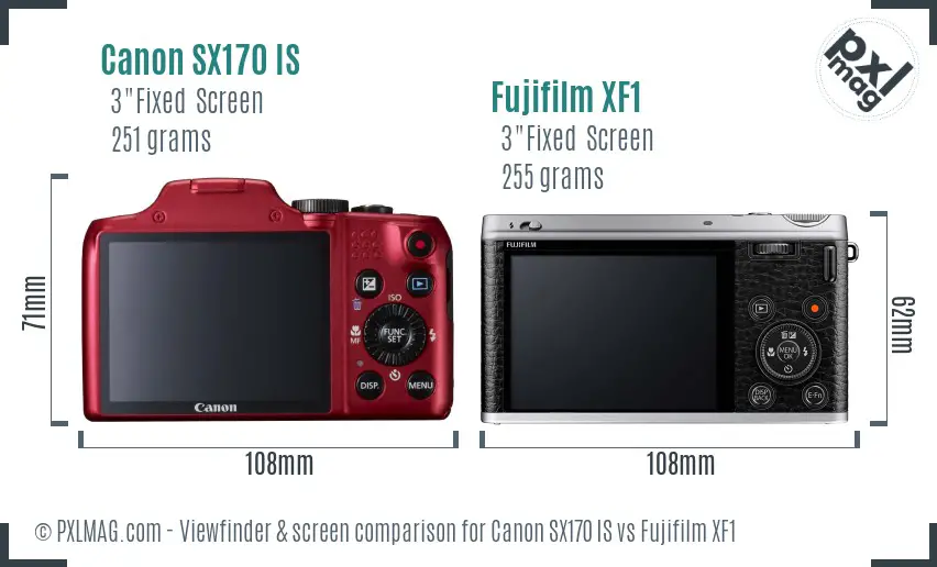 Canon SX170 IS vs Fujifilm XF1 Screen and Viewfinder comparison Canon SX170 IS vs Fujifilm XF1 Screen and Viewfinder comparison